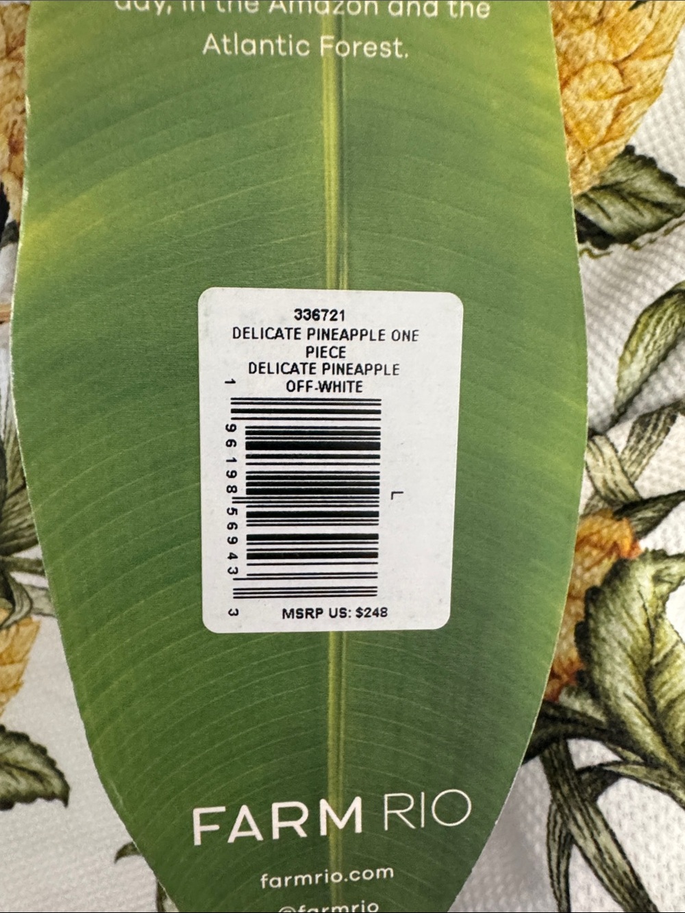 NWT Farm RIO - Pineapple Print One-Piece Swimsuit - Yellow on White - Picture 3 of 5